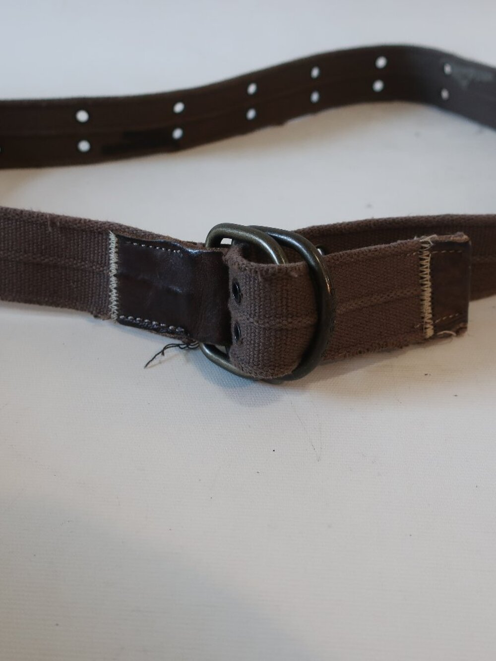 Mens Z Brand Brown Canvas Belt W/Grommet Holes 38